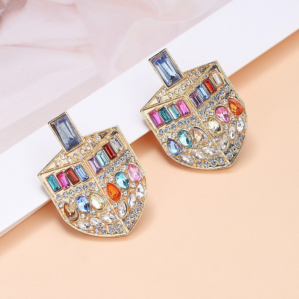 1 pair fashion christmas house christmas tree bow knot inlay alloy rhinestones ear studs