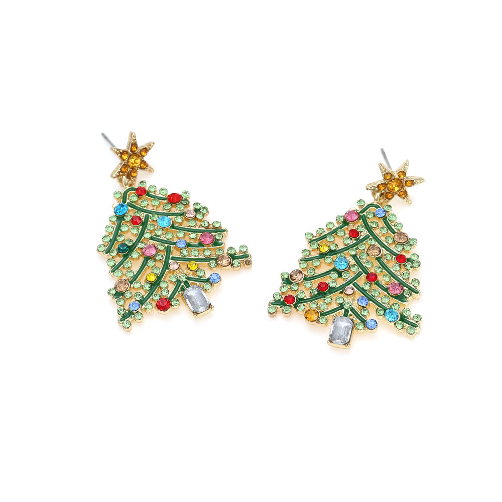 fashion christmas tree alloy rhinestones women's drop earrings 1 pair