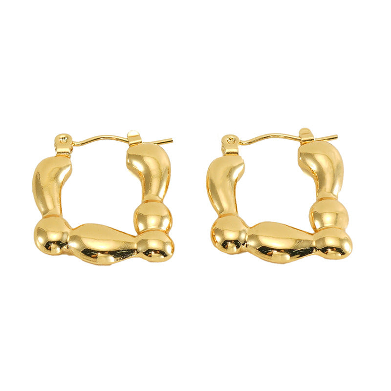 1 Pair Basic Classic Style Geometric Plating 304 Stainless Steel 18K Gold Plated Hoop Earrings