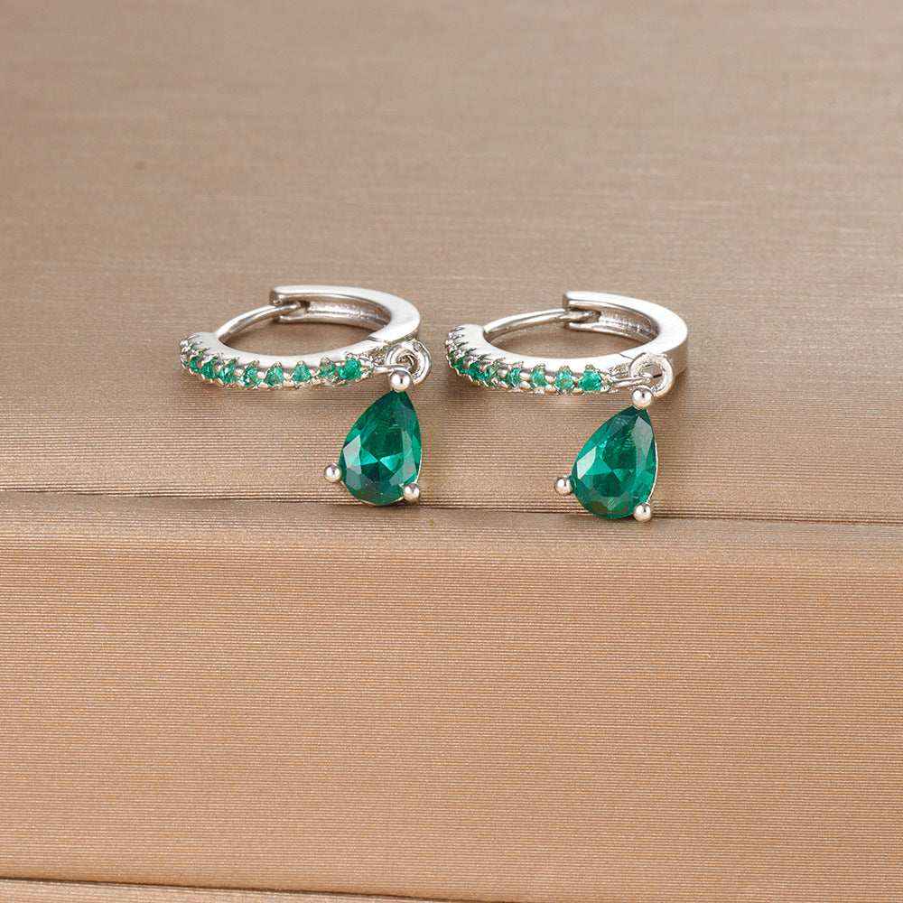 1 pair ig style shiny water droplets plating inlay stainless steel zircon drop earrings