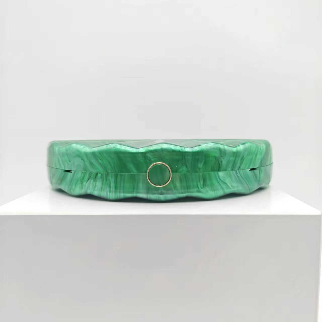 Coffee Green White Arylic Solid Color Semicircle Evening Bags