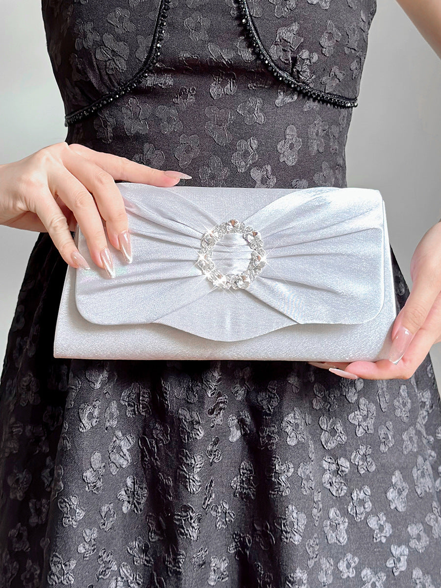 Black Silver Rose Red Nylon Solid Color Square Evening Bags