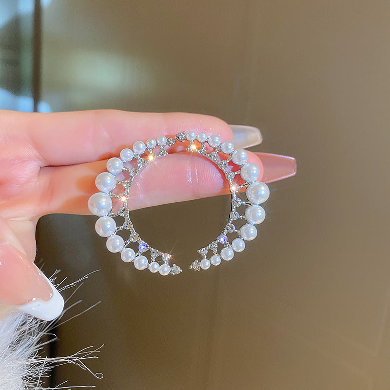 1 pair elegant sweet flower plating inlay alloy rhinestones drop earrings