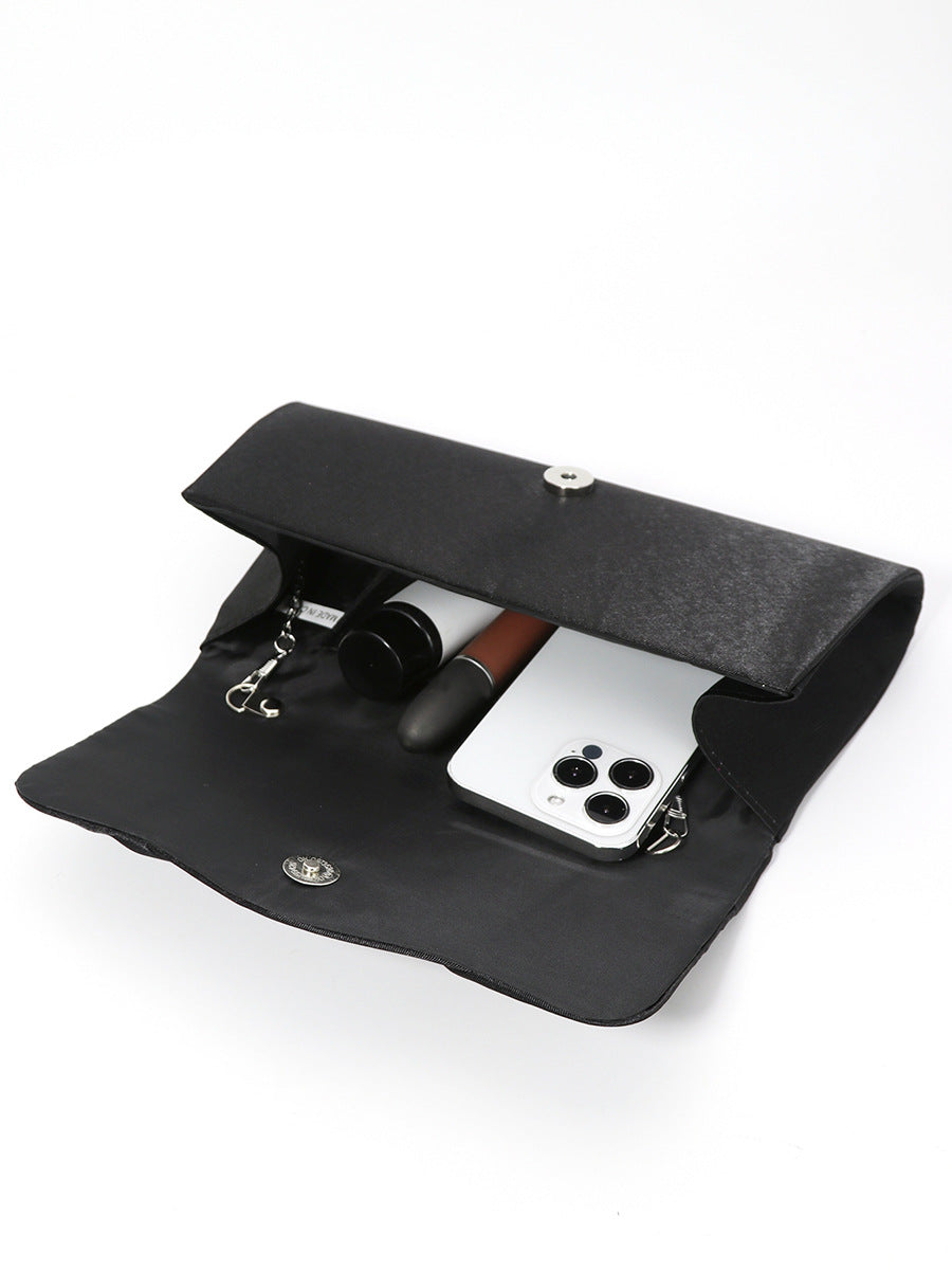 Black Silver Rose Red Nylon Solid Color Square Evening Bags