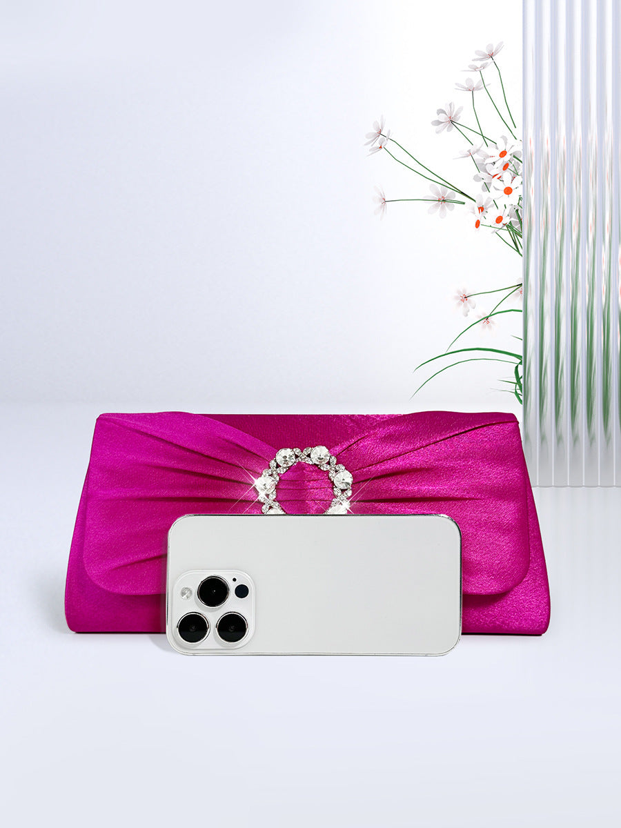 Black Silver Rose Red Nylon Solid Color Square Evening Bags