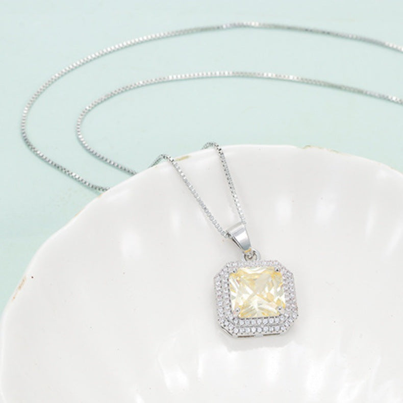Copper Plating Inlay Color Block Zircon Jewelry Set
