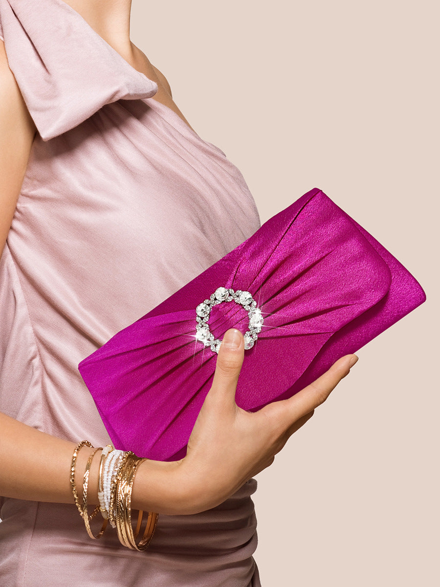 Black Silver Rose Red Nylon Solid Color Square Evening Bags