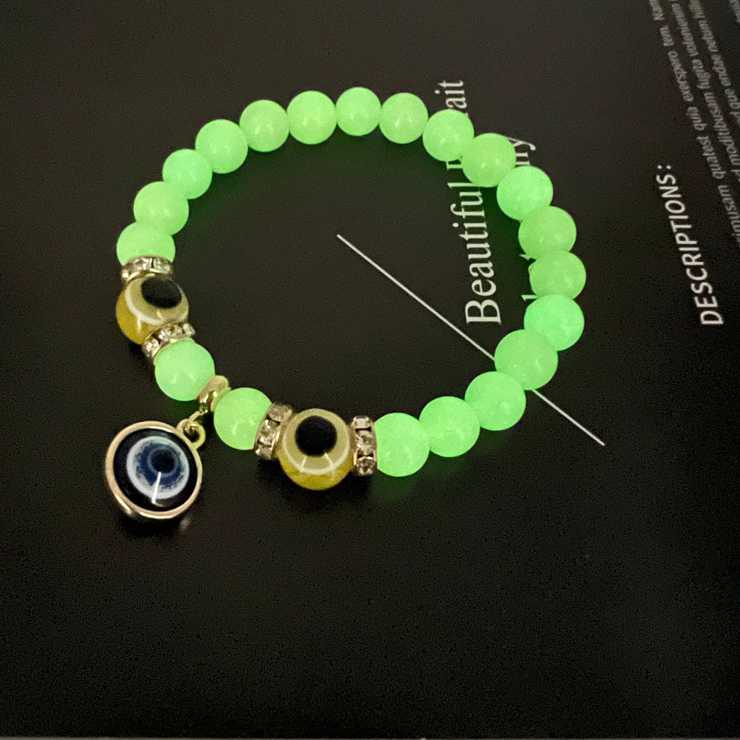retro devil's eye natural stone beaded inlay artificial diamond bracelets 1 piece