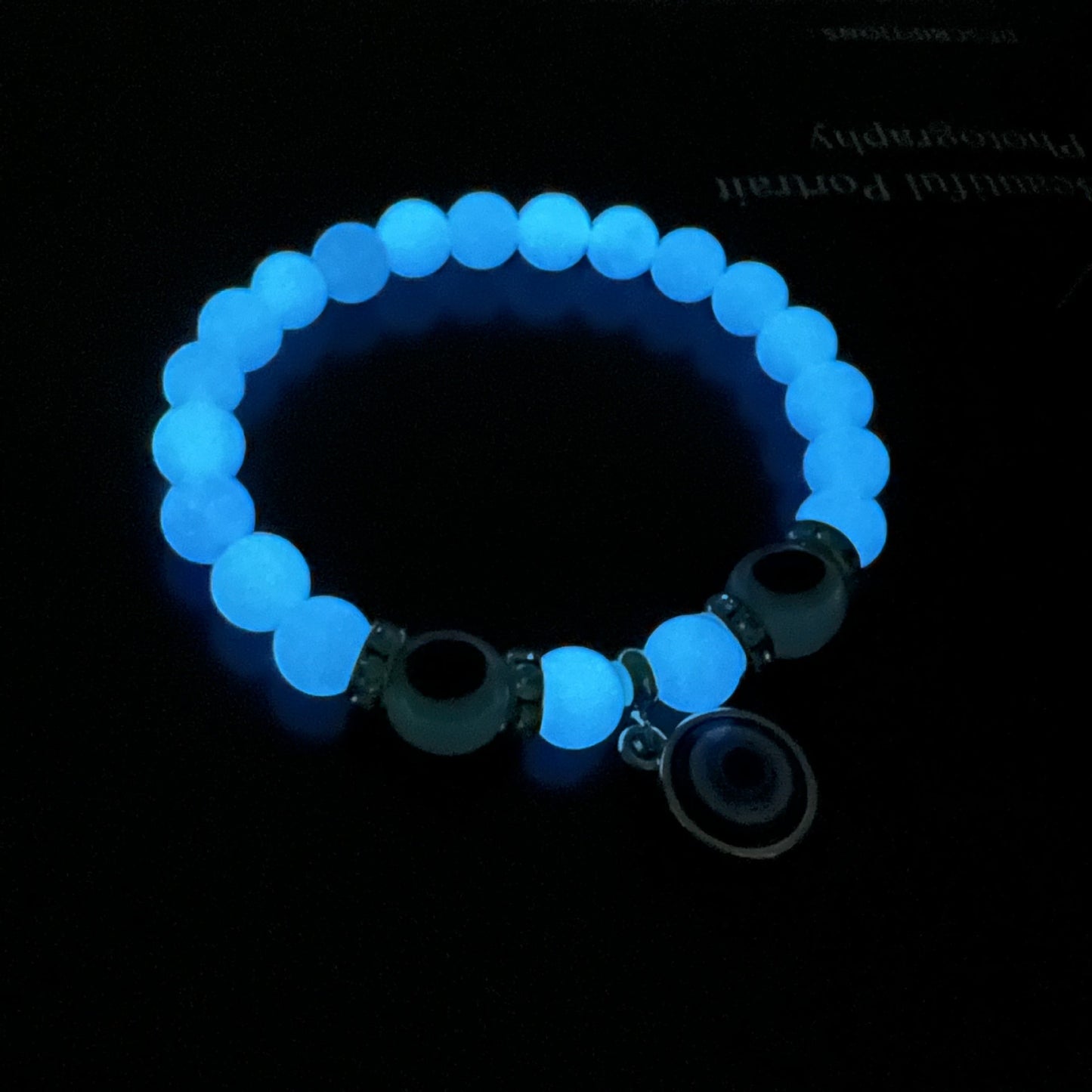 retro devil's eye natural stone beaded inlay artificial diamond bracelets 1 piece