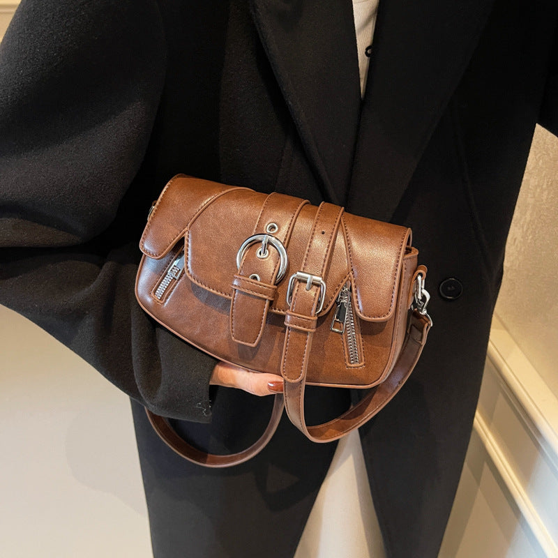 Women's Medium Pu Leather Solid Color Vacation Classic Style Square Magnetic Buckle Shoulder Bag