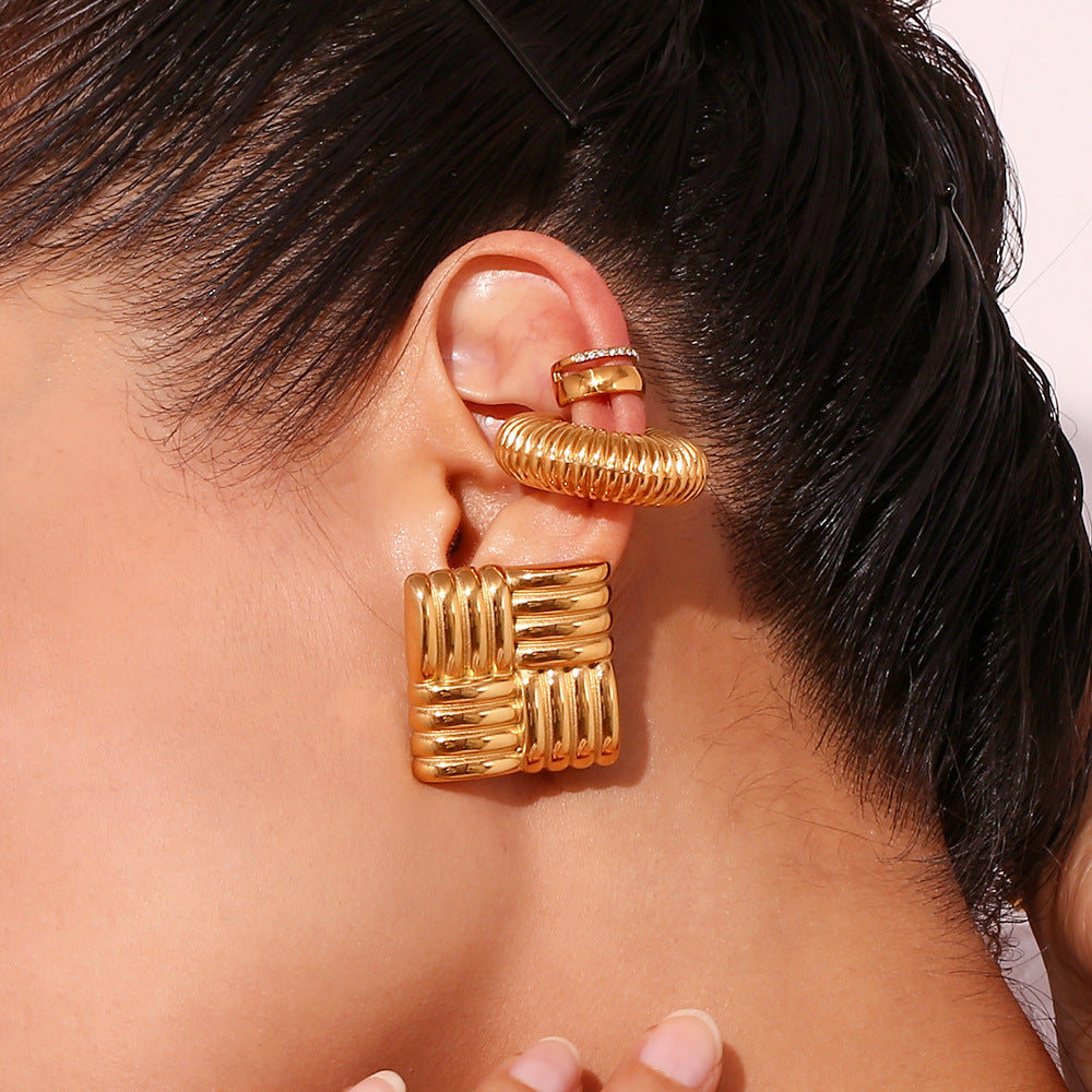 1 Pair Classic Style Solid Color Plating 304 Stainless Steel Ear Studs