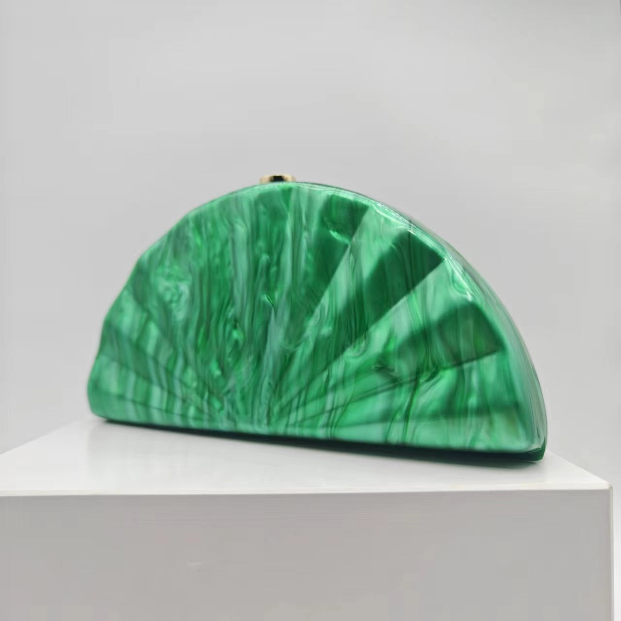 Coffee Green White Arylic Solid Color Semicircle Evening Bags