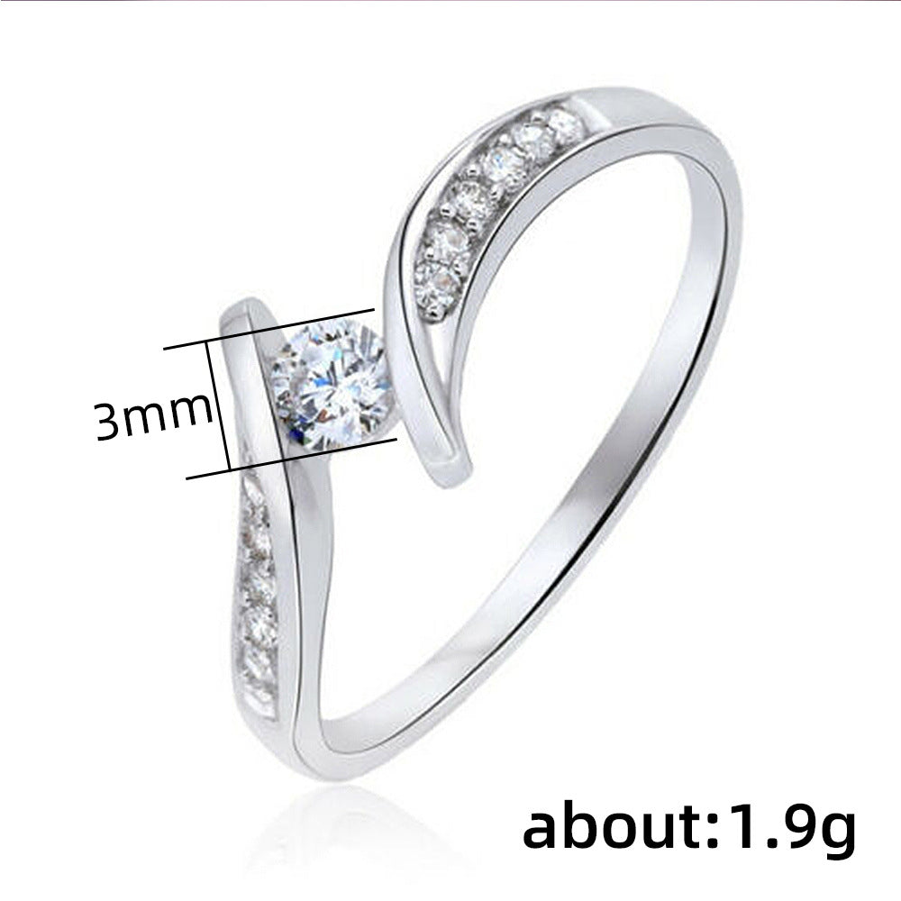 simple style geometric copper rings plating inlay zircon copper rings