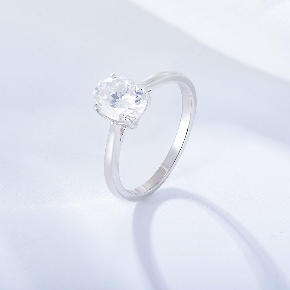 simple style commute oval sterling silver inlay zircon rings