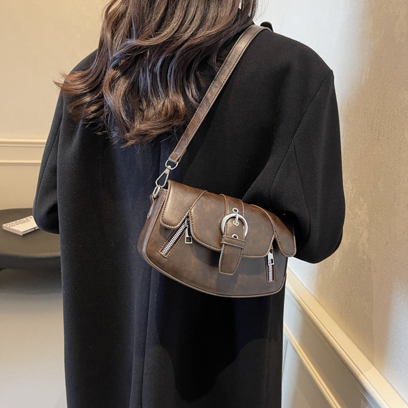 Women's Medium Pu Leather Solid Color Vacation Classic Style Square Magnetic Buckle Shoulder Bag