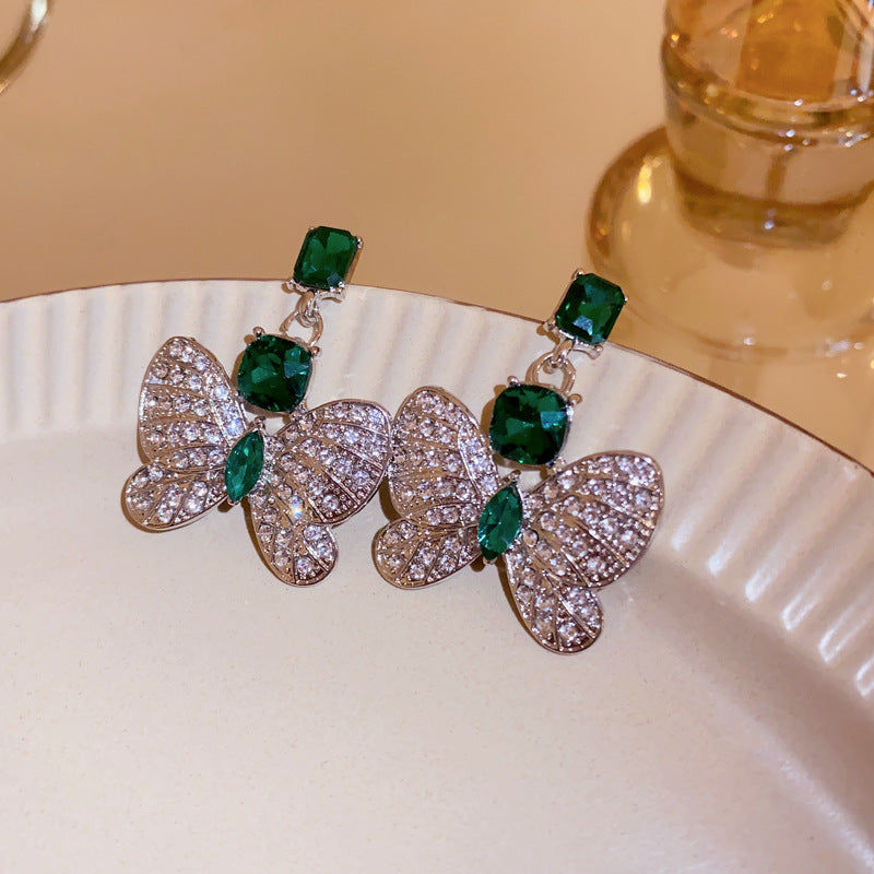 1 pair elegant sweet flower plating inlay alloy rhinestones drop earrings