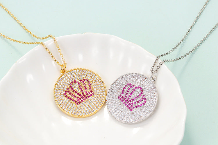 hip-hop crown 18k gold round diamond zircon pendant clavicle chain