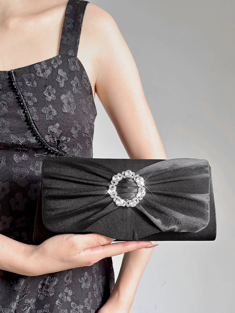 Black Silver Rose Red Nylon Solid Color Square Evening Bags