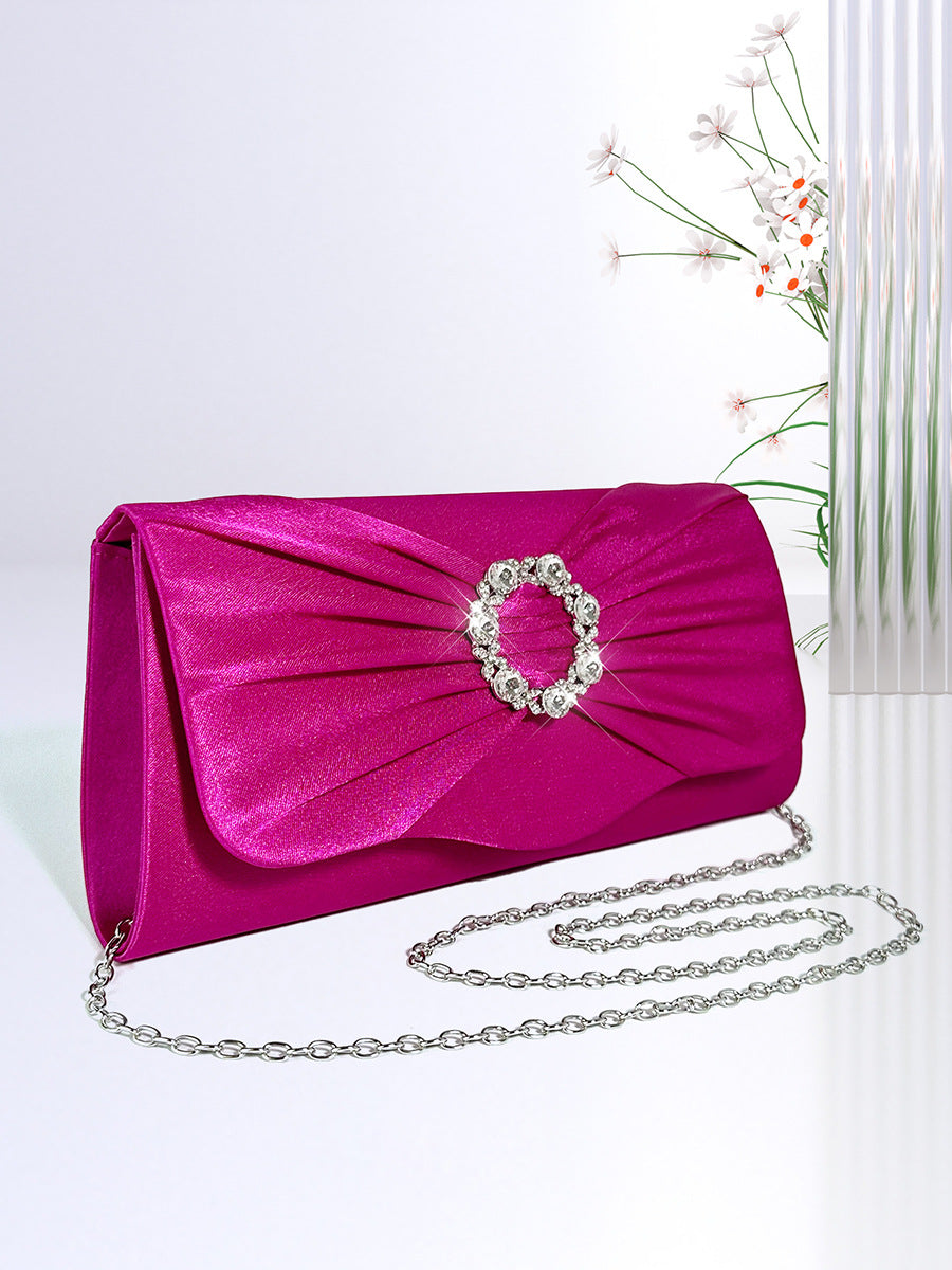 Black Silver Rose Red Nylon Solid Color Square Evening Bags