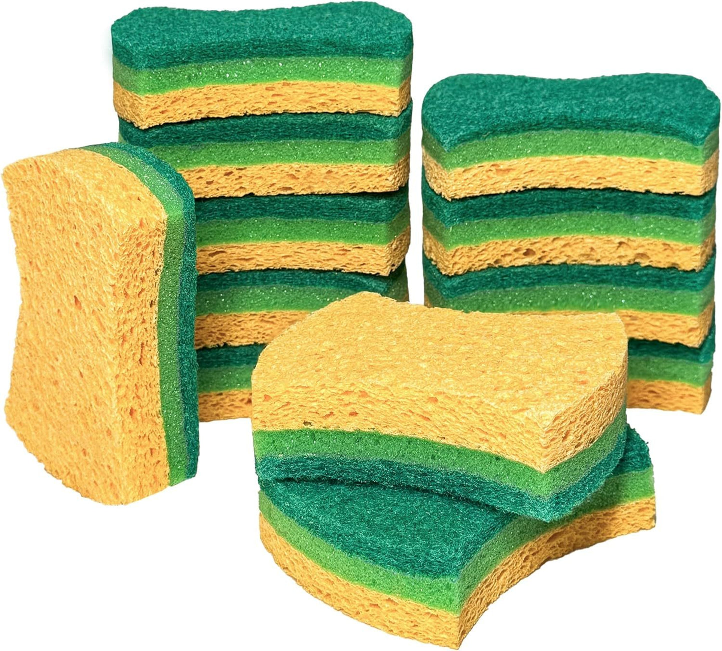 12 Pack Zero Scratch Scrub Sponges, 4 pc Pack, Wood Pulp, Cotton Layer, Non-Scratch Kitchen Sponges For Dishes And Cleaning