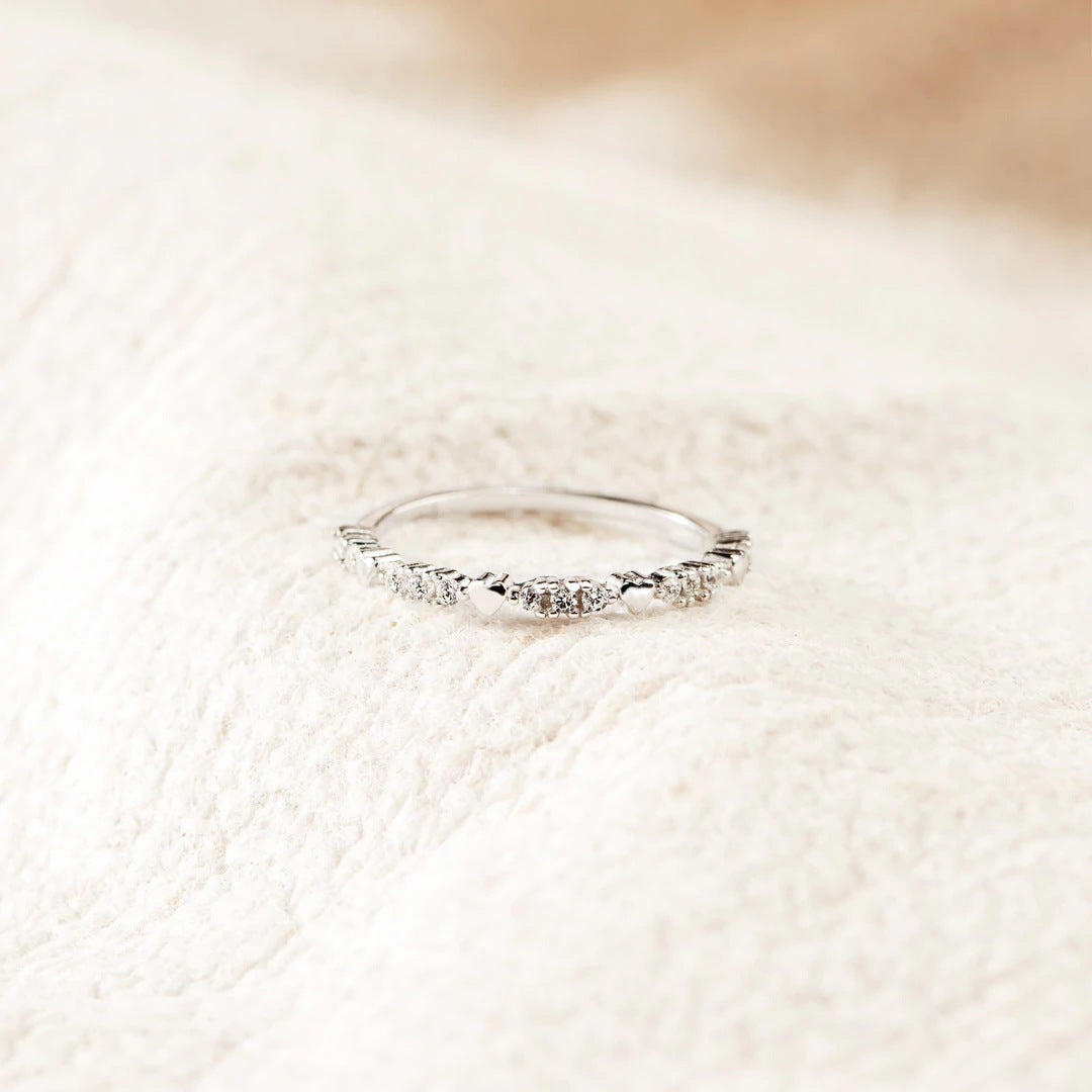 Sterling Silver Heart Diamond Ring Women's End