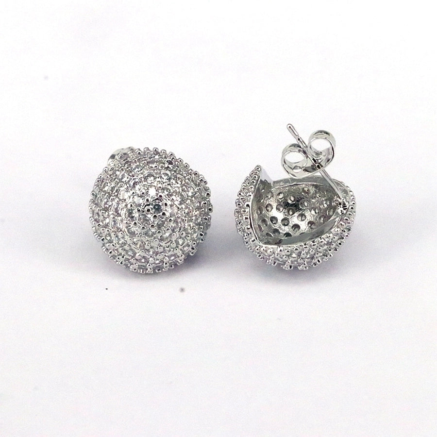1 pair ig style simple style round water droplets heart shape plating inlay copper zircon 18k gold plated silver plated ear studs