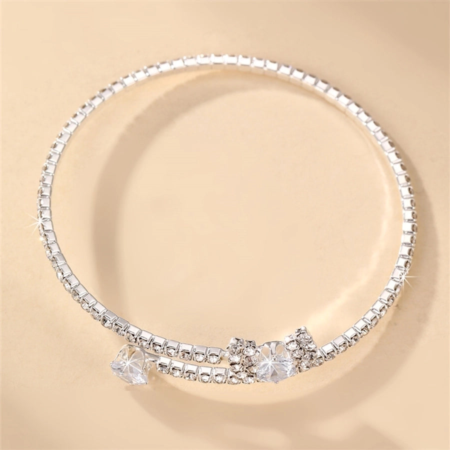 modern style simple style triangle water droplets bow knot artificial gemstones artificial pearl inlay rhinestones pearl women's bangle