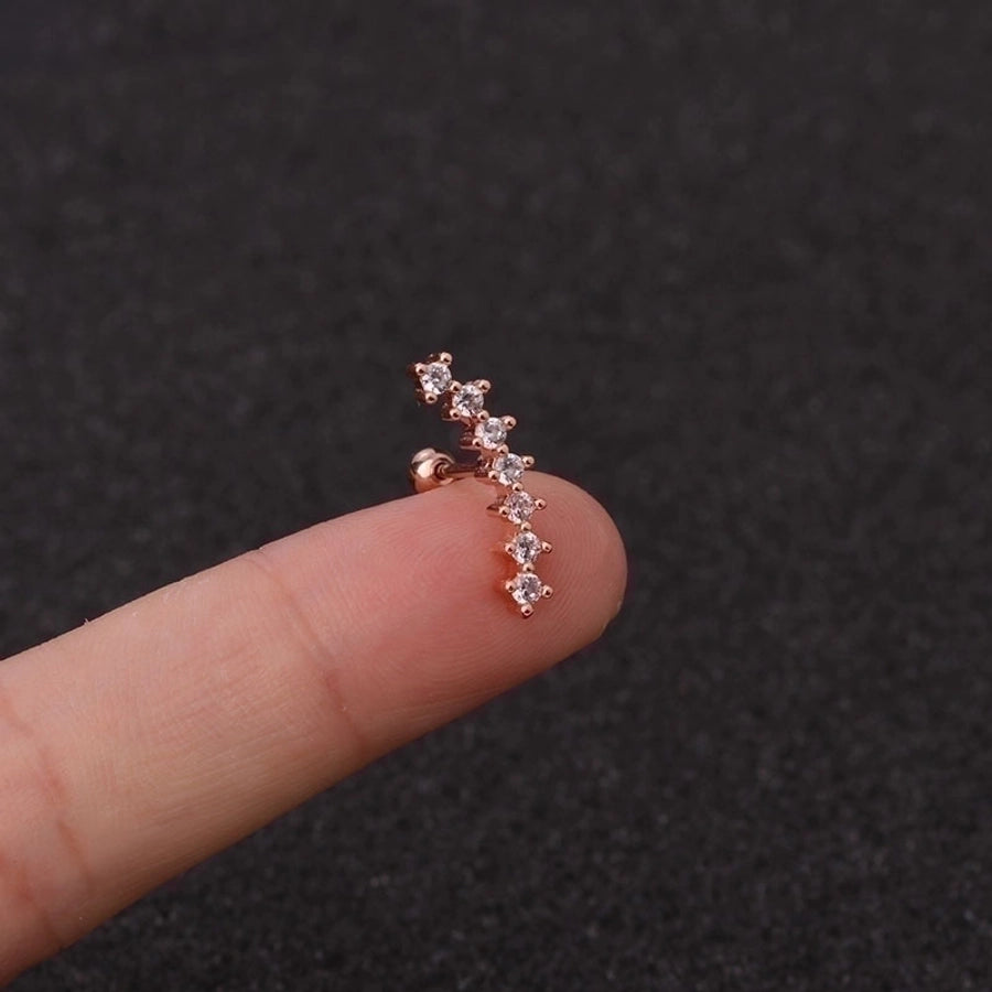 Ear Cartilage Rings & Studs Fashion Geometric 316L Stainless Steel Copper Inlaid Zircon