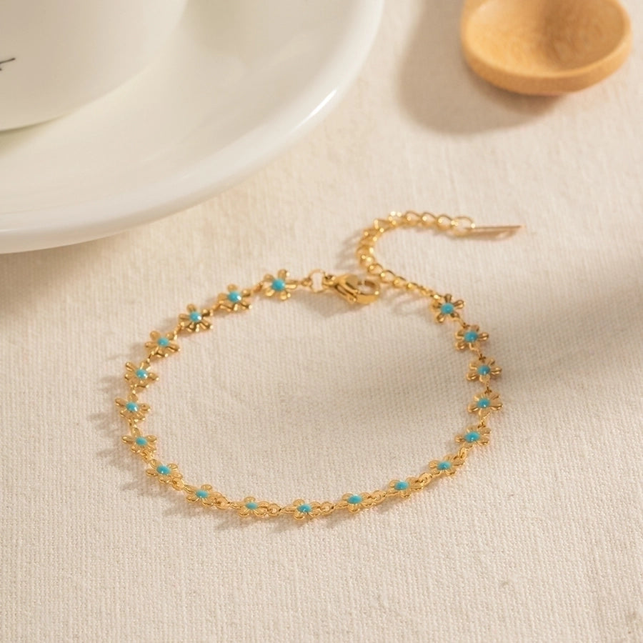304 Stainless Steel 18K Gold Plated IG Style Basic Classic Style Flower Bracelets Necklace
