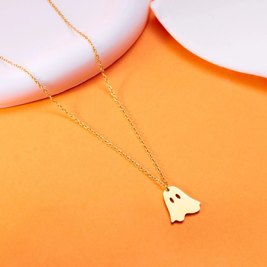 New Halloween Element Titanium Steel Necklace Pumpkin Head Ghost Ornament Fashion Witch Design Sense Ornament Necklace