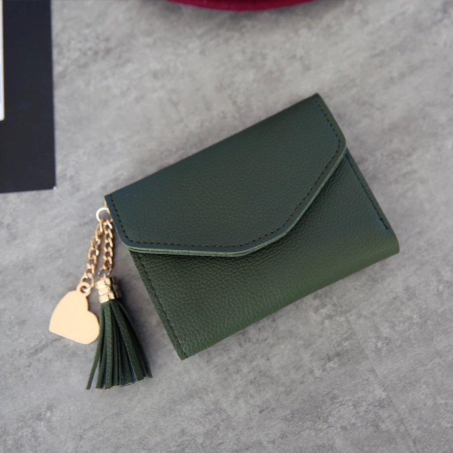 women's solid color pu leather buckle wallets