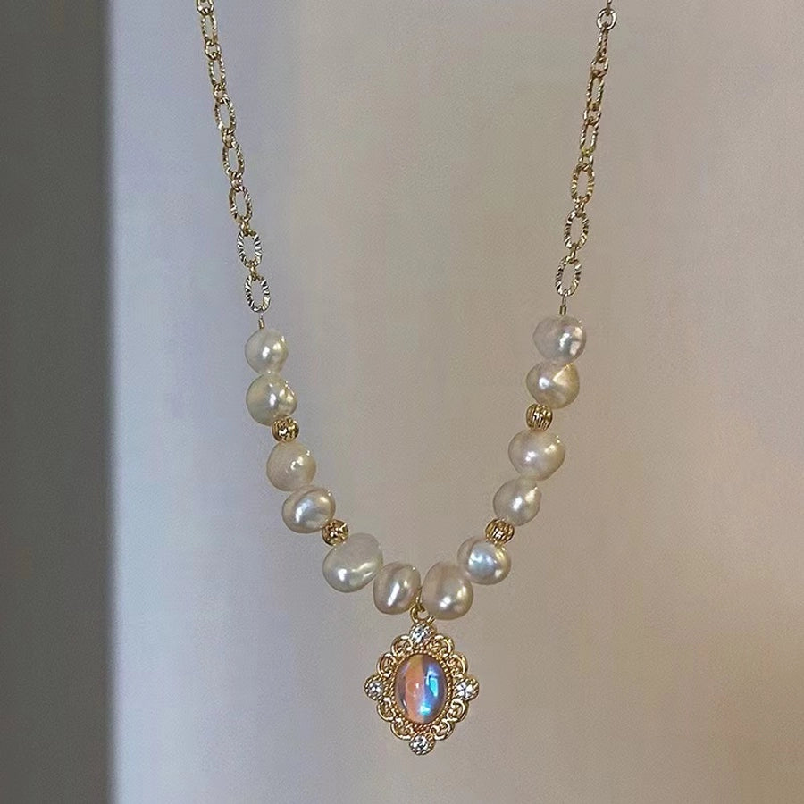 Simple Style Classic Style Round Imitation Pearl Alloy Pendant Necklace