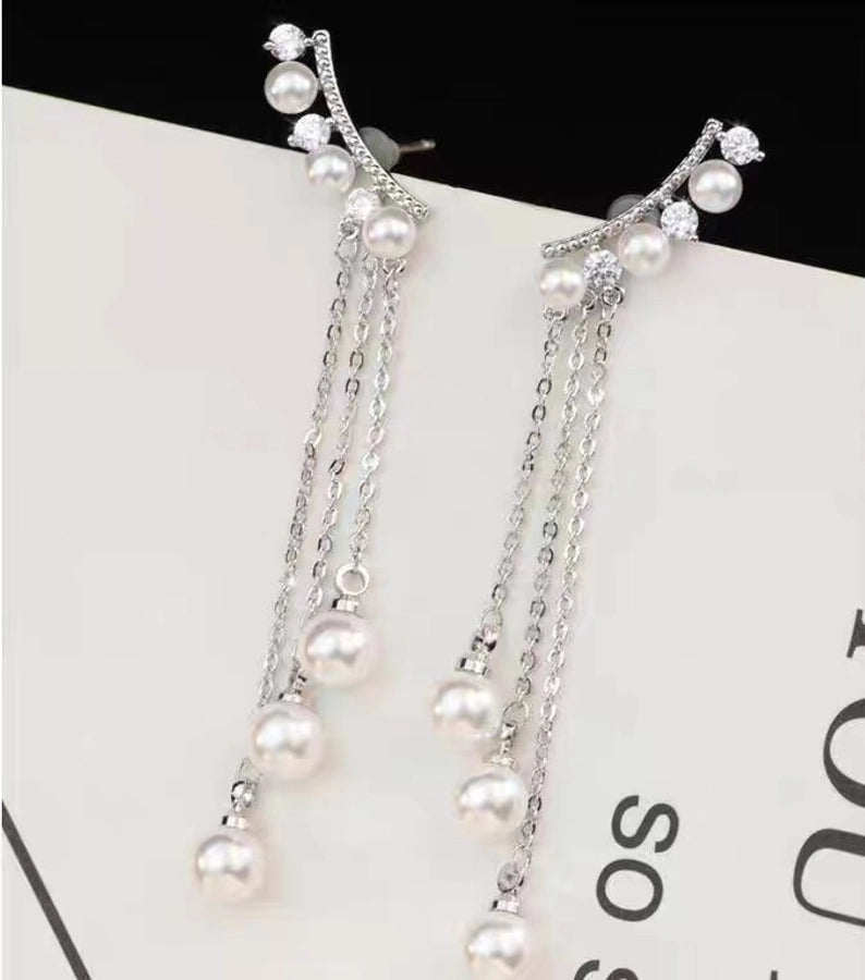 1 pair elegant star tassel heart shape inlay alloy artificial pearls rhinestones glass earrings