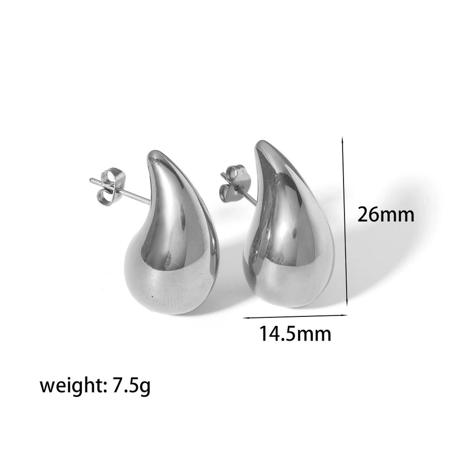 1 Pair Simple Style Water Droplets Plating 304 Stainless Steel 18K Gold Plated Ear Studs