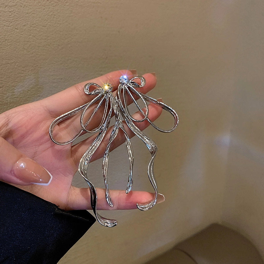 1 pair elegant sweet flower plating inlay alloy rhinestones drop earrings