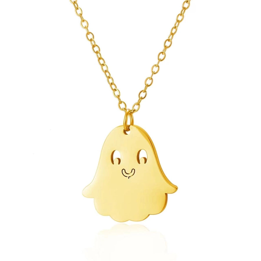 New Halloween Element Titanium Steel Necklace Pumpkin Head Ghost Ornament Fashion Witch Design Sense Ornament Necklace