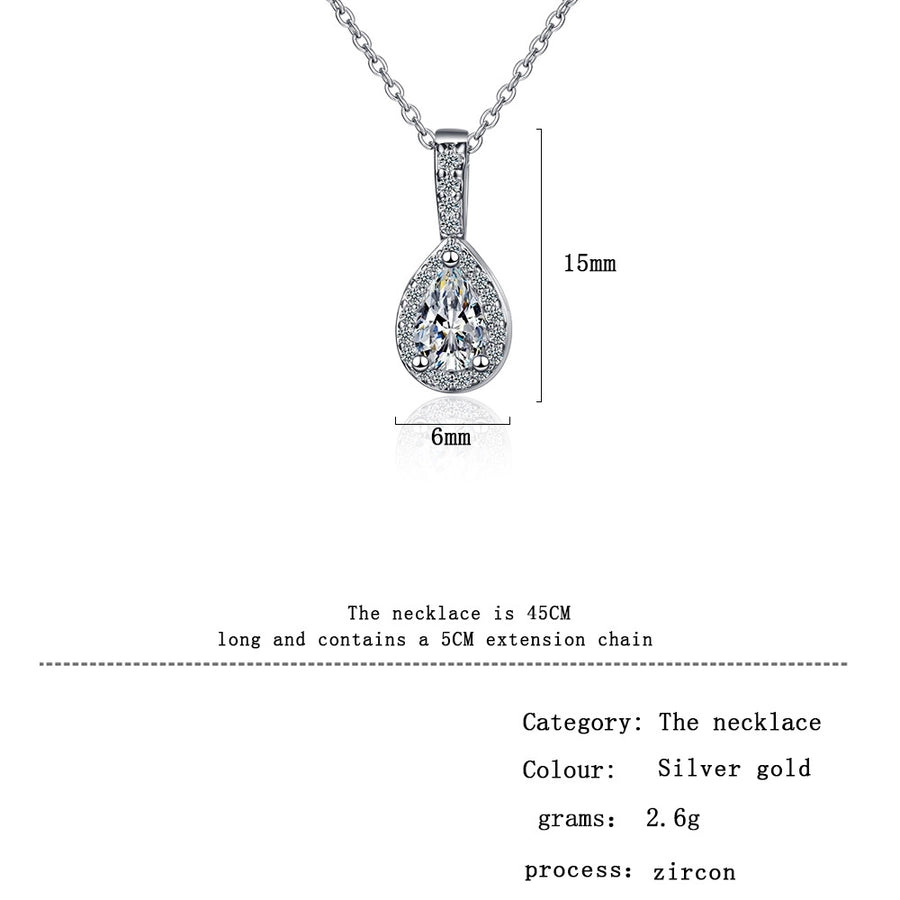 Copper Hollow Out Inlay Heart Shape Zircon Pendant Necklace