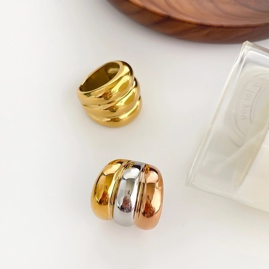 Jewelry Nordic Style Exaggerated Color Block 316 Stainless Steel 18K Gold Plated Irregular Rings