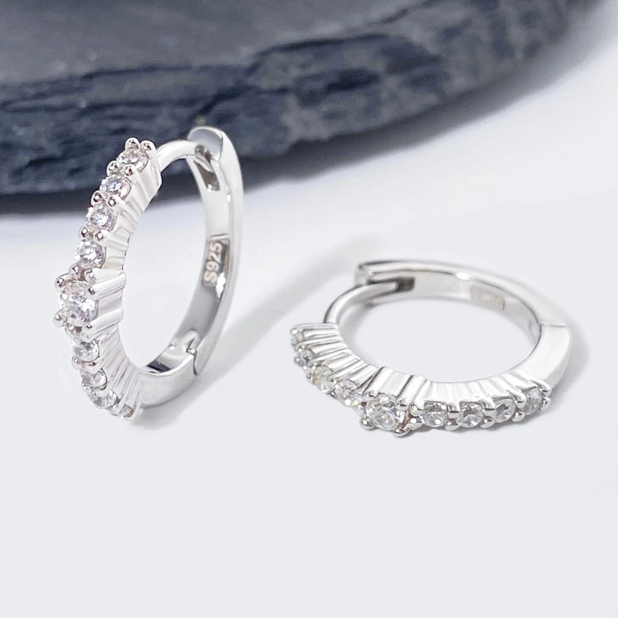 Foxi Classic Look round Zircon Inlaid 925 Sterling Silver Material Women's Gold Plated Ear Ring