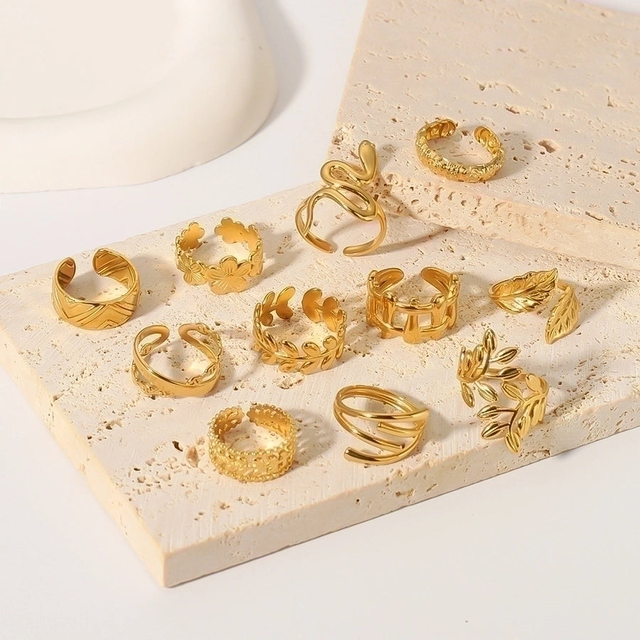 Stainless Steel 18K Gold Plated Modern Style Plating Geometric Open Rings