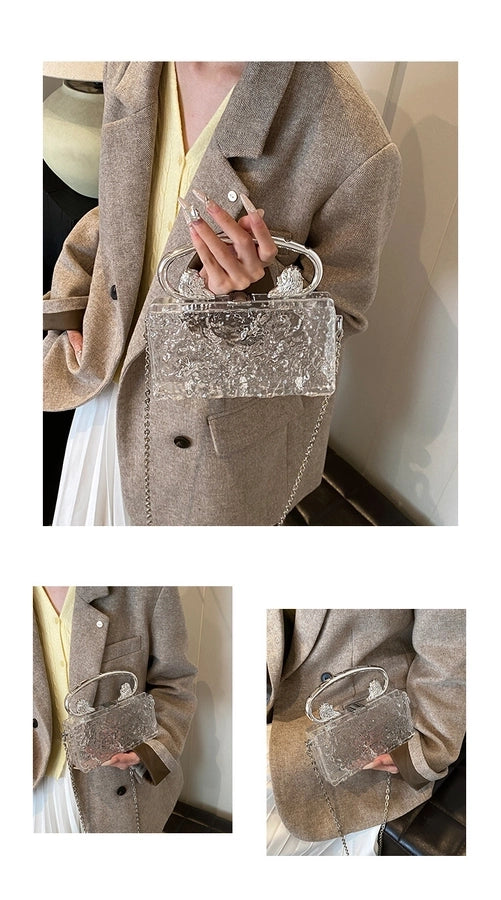Gold Silver Rose Red Arylic Solid Color Square Evening Bags