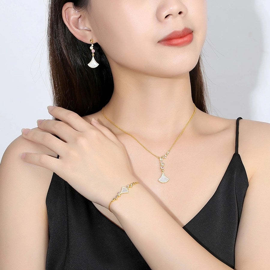 Elegant Simple Style Commute Geometric Copper Alloy Polishing Inlay Zircon K Gold Plated Women's Jewelry Set