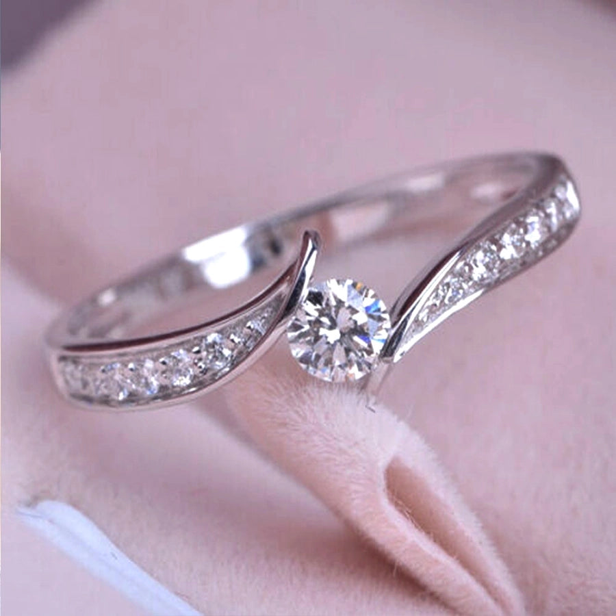 simple style geometric copper rings plating inlay zircon copper rings