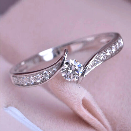 simple style geometric copper rings plating inlay zircon copper rings