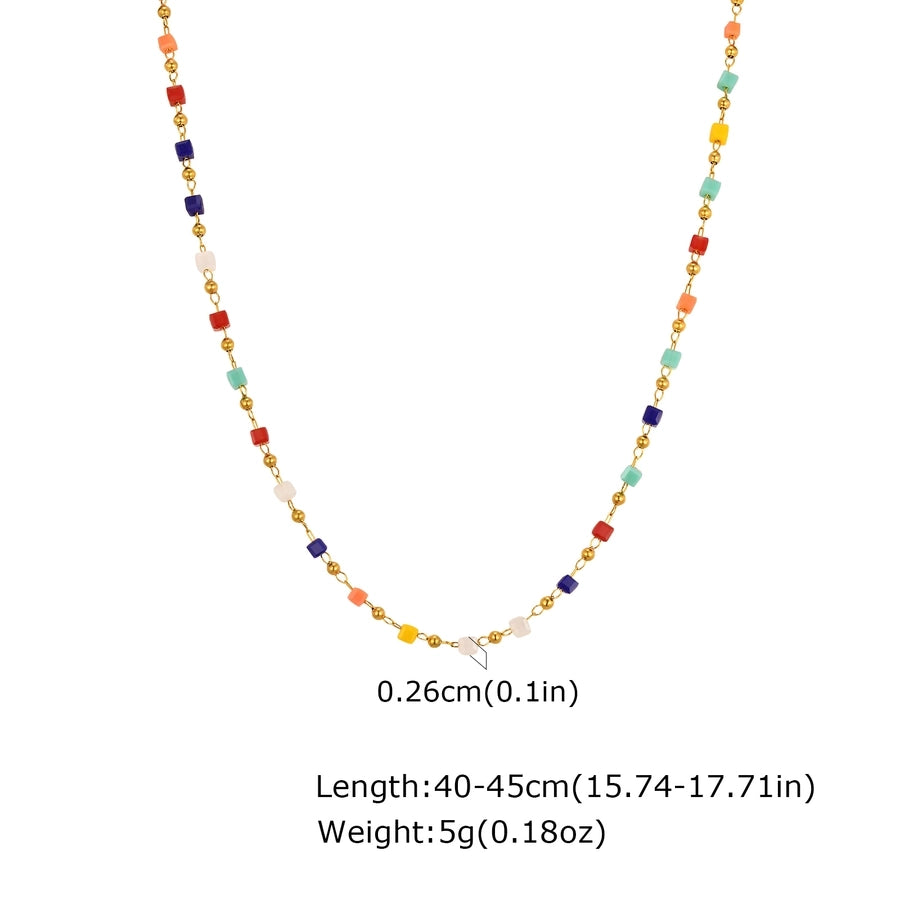 Style Personalized Retro Style Necklace Stainless Steel Women's Cut Color Beaded Bracelet Gold-Plated Accessories