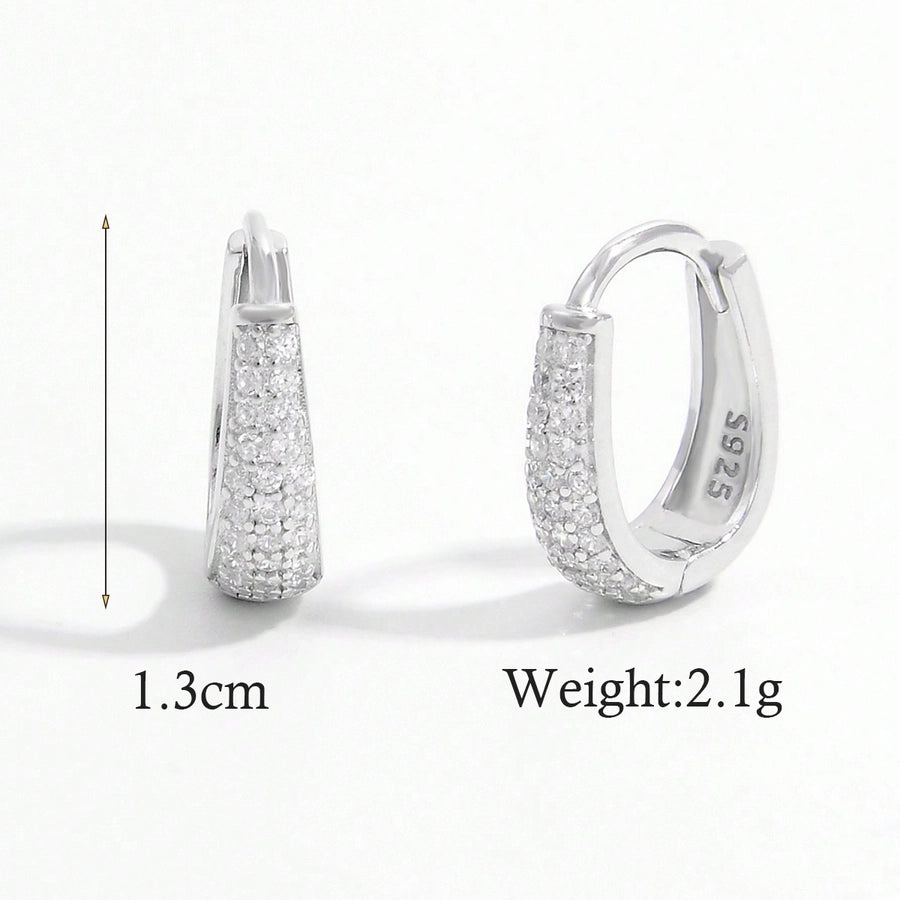 1 pair lady romantic shiny u shape plating inlay sterling silver zircon 14k gold plated white gold plated earrings