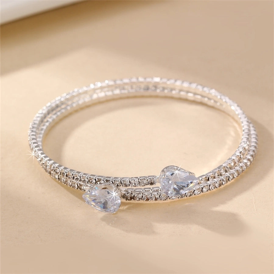 modern style simple style triangle water droplets bow knot artificial gemstones artificial pearl inlay rhinestones pearl women's bangle