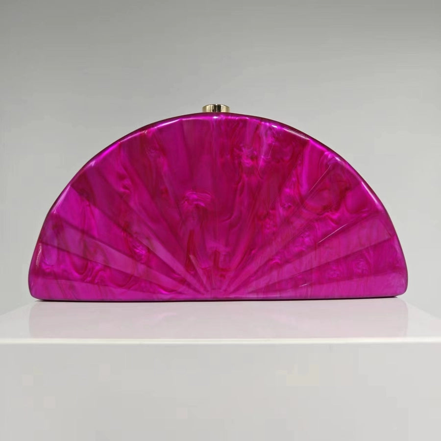 Coffee Green White Arylic Solid Color Semicircle Evening Bags