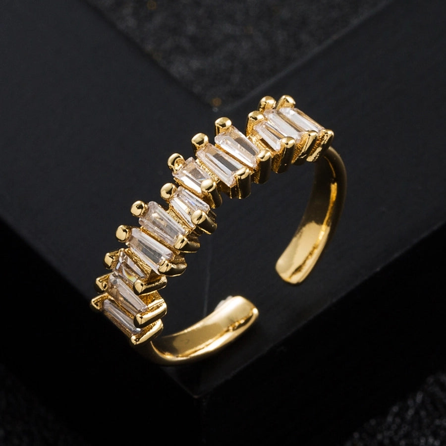 fashion copper-plated real gold micro-encrusted zircon rainbow index finger ring