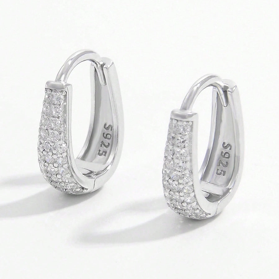 1 pair lady romantic shiny u shape plating inlay sterling silver zircon 14k gold plated white gold plated earrings